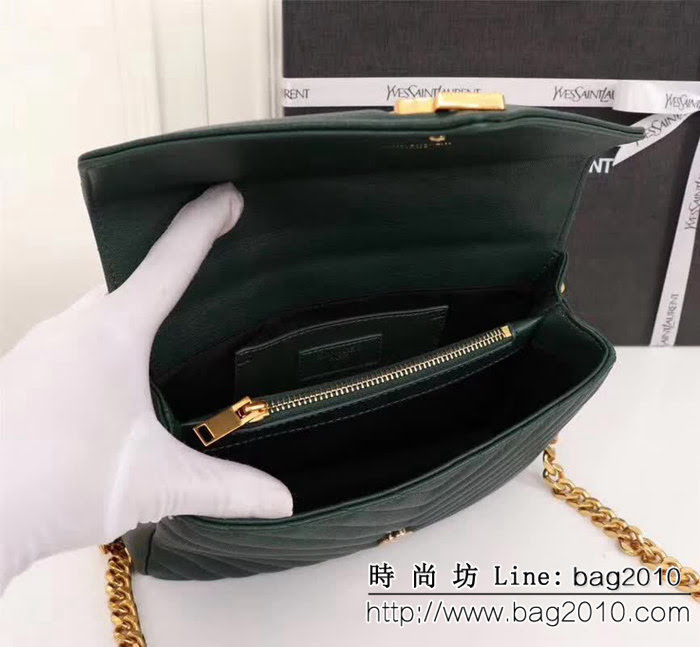 YSL聖羅蘭 專櫃最新版 手工繡V線 山羊紋鏈條包 可手提斜挎 F26611 YAS1253